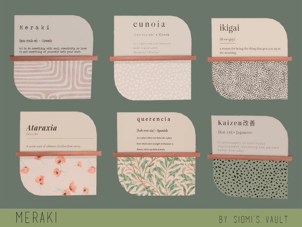 Sims 4 — Meraki - Paintings by siomisvault — Meraki : (v). To do something with soul, creativity, or love; to put