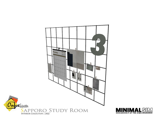 Sims 3 — MinimalSIM | Sapporo Wall Arrangement Panel by Onyxium — Onyxium@TSR Design Workshop Study Room Collection -