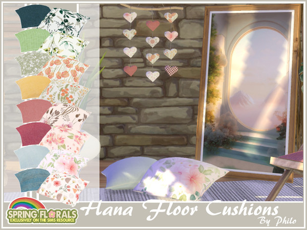 Sims 4 — Philo_Spring Florals Hana Floor Cushions by philo — Since spring is in the air, why not spend some time outside?