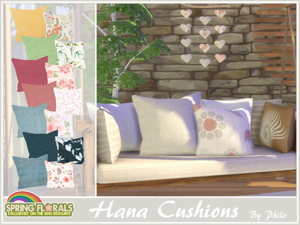 Sims 4 — Philo_Spring Florals Hana Cushions by philo — Since spring is in the air, why not spend some time outside? This