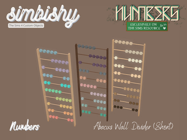 Sims 4 — SIMBISHY Numbers - Abacus Wall Divider (Short) by simbishy — A mathemagical furniture set for Pi Day March 14th!