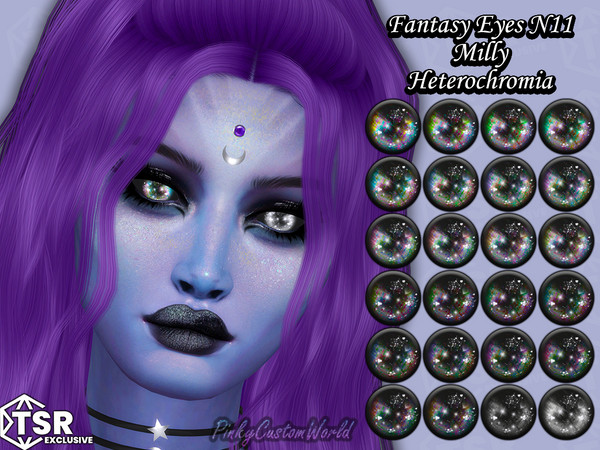 Sims 4 — FantasyEyes N11 - Milly Heterochromia T-E by PinkyCustomWorld — Cute sparkly eyes in subtile colors with black