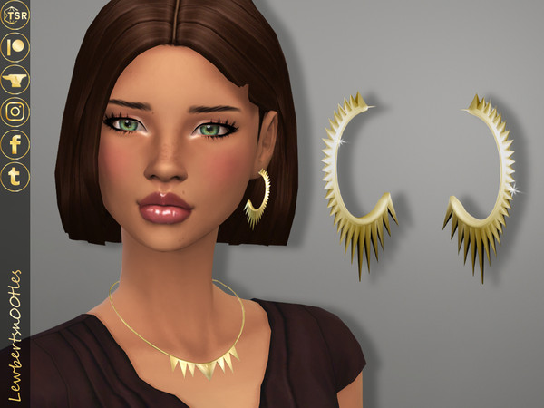 Sims 4 — Lina Earrings by Lewbertsn00tles — A pair of sharp-spiked earrings for female sims. New Mesh