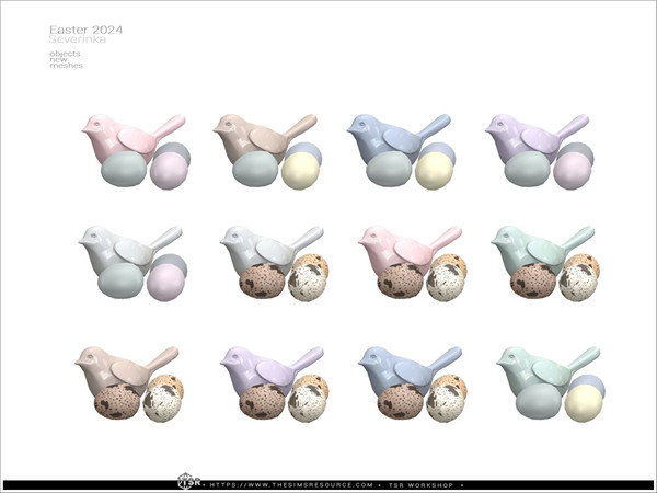Sims 4 — Easter 2024 - decor bird 02 by Severinka_ — A set of decor for decorating a dining table for Easter or Spring