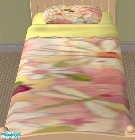 Sims 2 — Flowers Bedroom Set - Yellow Bedding by munchkin_brat — Flower Power has returned for you wild girl sim.