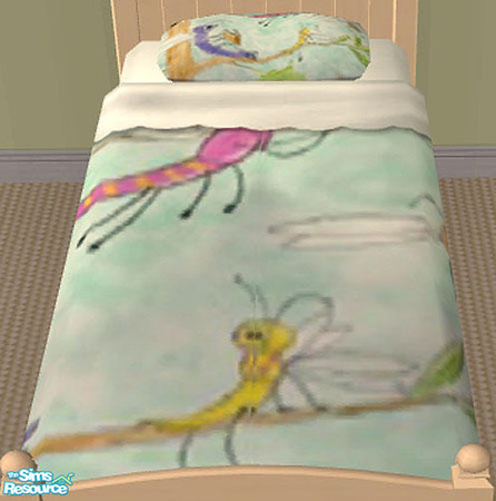 Sims 2 — Dragonflies Bedroom Set - White Bedding by munchkin_brat — Caution! Reading dragonflies may cause....well,