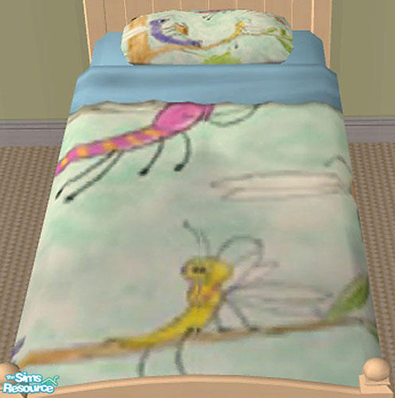 Sims 2 — Dragonflies Bedroom Set - Blue Bedding by munchkin_brat — Caution! Reading dragonflies may cause....well,