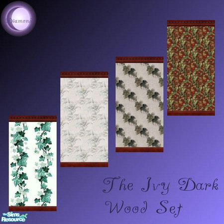 Sims 2 — D2DIvy Dark Wood Set by D2Diamond — Ivy with crown and kick molding in dark wood.