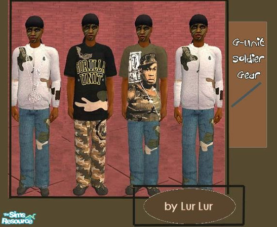 Sims 2 — G-Unit Camouflage Gear by LurLur — Make your teen sims blend in with the urban jungle in this G-Unit Camouflage.