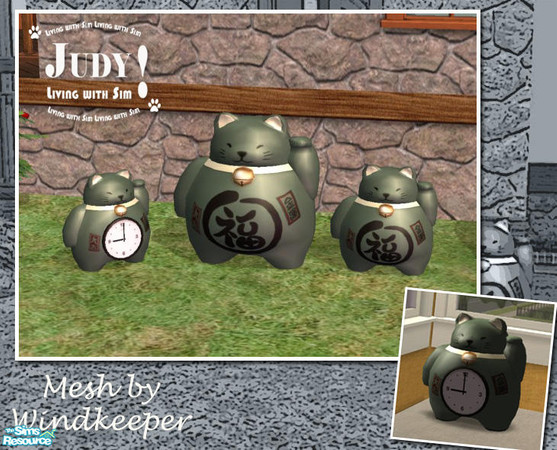 Sims 2 — Judy Japanese Lucky Cat - DarkGreen by judyhugsnoopy — Recolor of Windkeeper Japanese lucky cat, please download