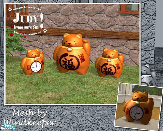 Sims 2 — Judy Japanese Lucky Cat - Orange by judyhugsnoopy — Recolor of Windkeeper Japanese lucky cat, please download