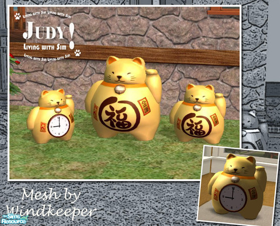 Sims 2 — Judy Japanese Lucky Cat - Light Yellow by judyhugsnoopy — Recolor of Windkeeper Japanese lucky cat, please