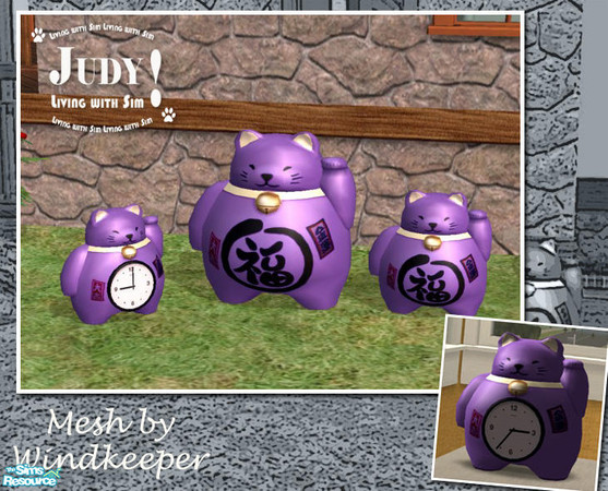 Sims 2 — Judy Japanese Lucky Cat - Dark Purple by judyhugsnoopy — Recolor of Windkeeper Japanese lucky cat, please