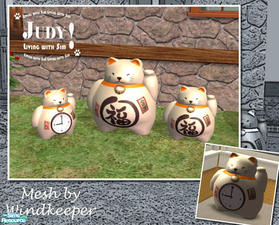 Sims 2 — Judy Japanese Lucky Cat - Beige by judyhugsnoopy — Recolor of Windkeeper Japanese lucky cat, please download the