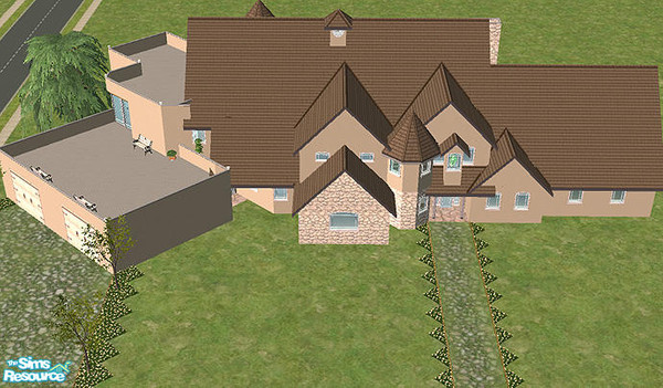 Sims 2 — Willow Manor by Chrmd — A very spacious manor home. Has space to park 3 vehicles and also the possibility for a