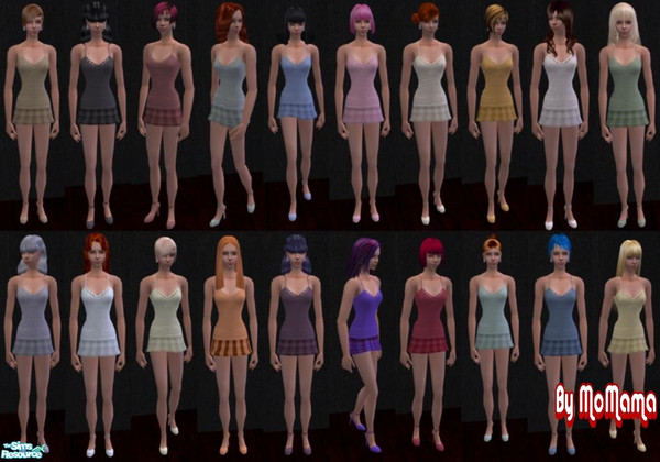 Sims 2 — NK Plaid Minis by MoMama — This set is based on the SimChic mesh named MESH_SimChicSuperMiniDress5-02-05. Look