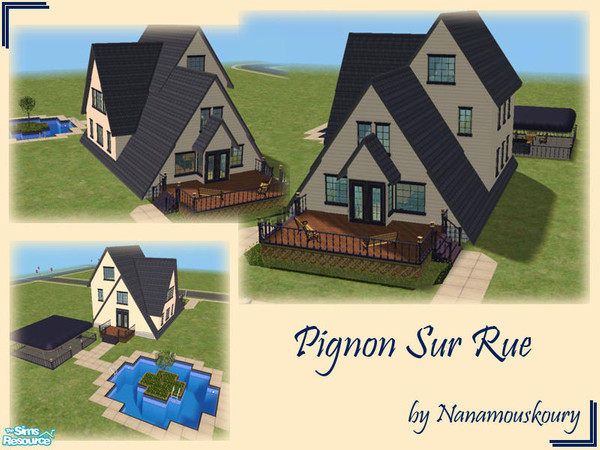 Sims 2 — Pignon Sur Rue by Nanamouskoury — Small home for a family of four. Backyard suited for long family evening.