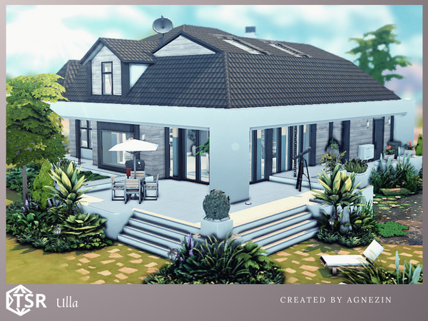 Sims 4 — Ulla by Agnezin — A modern residence with three bedrooms and two bathrooms. Roof windows on the first floor.