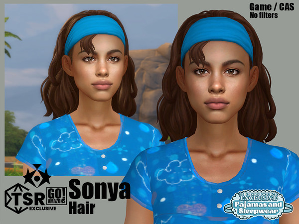 Sims 4 — GOAmazons_SonyaAccRecolor.package by GoAmazons — Casual hairstyle for comfy sleepwear. Accessory recolor can be
