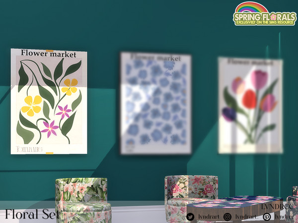 Sims 4 — Floral Painting 2 by LVNDRCC — Comfort set with variety of flower patterns, perfect to liven up reading nook or