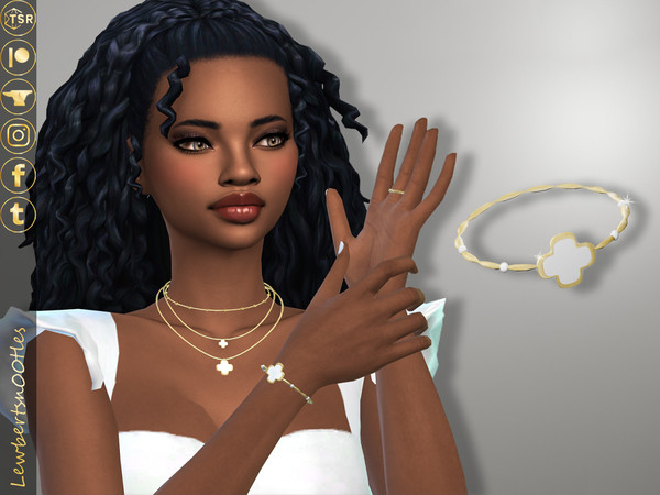 Sims 4 — Kiara Bracelet by Lewbertsn00tles — A dainty bracelet featuring a small white cross. New Mesh