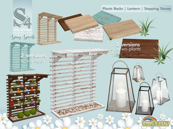 Sims 4 — Spring Specials decor Wooden Stepping Stone 2 - plants by SIMcredible! — This is the third and last part of the