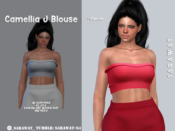 Sims 4 — Sarawat Camellia Blouse J by Sarawat — new mesh