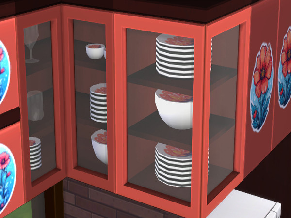 Sims 4 — Flora counters by Woodies — counters and cupboards with a flora designs images playground Ai