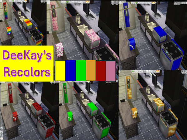 Sims 4 — Omppu recolor set 1 by DeeKuznetsova — Recolor of base-game items, microwave, stove, fridge and coffeemaker.