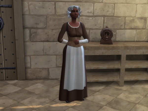 Sims 4 — PanyaShan_MedievalStyleButlerUniformHatFM.package by PanyaShan — This set replaces the standard female uniform