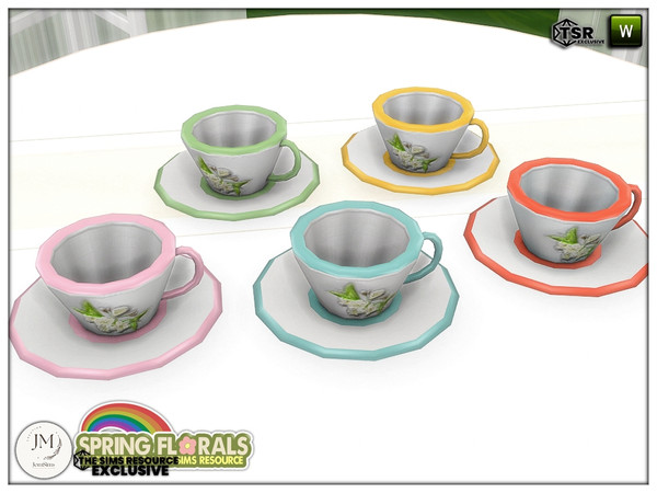 Sims 4 — spring florals deco cup by jomsims — Add elegance and charm to your table with this set in six hues. A floral