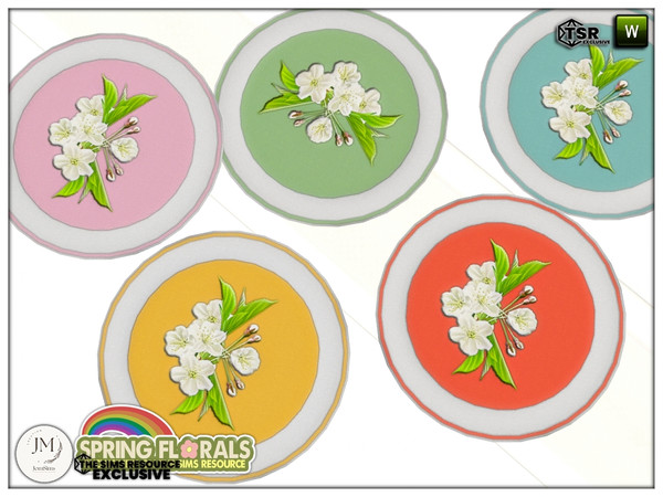 Sims 4 — spring florals tablecloth by jomsims — Add elegance and charm to your table with this set in six hues. A floral