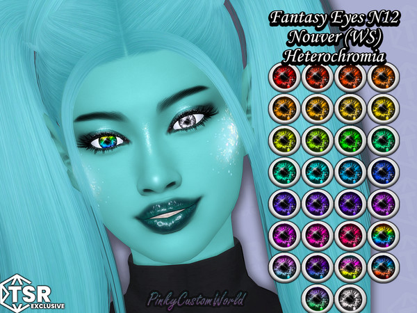 Sims 4 — FantasyEyes N12 - Nouver (WS) Heterochromia Infant by PinkyCustomWorld — Bright colored fantasy eyes with black