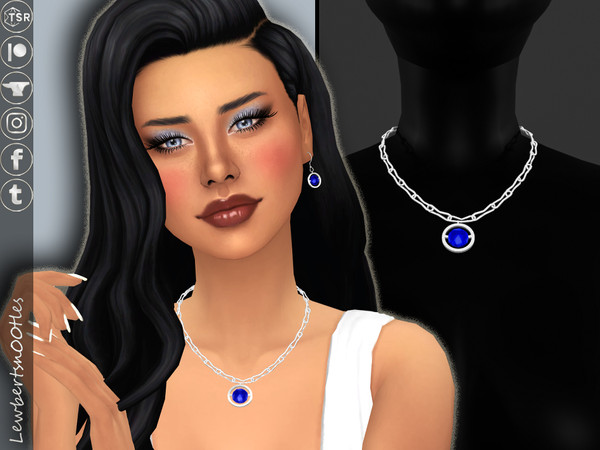 Sims 4 — Melissa Necklace by Lewbertsn00tles — An elegant chain necklace featuring a sturdy gem. New Mesh