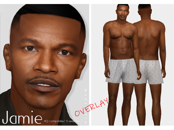 Sims 4 — [PATREON] Jamie Foxx Skin OVERLAY by thisisthem — HQ Compatible ; Overlay (4 swatches) ; Skin Details Category ;