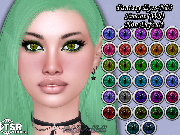 Sims 4 — FantasyEyes N13 - Simone White Sclera (Facepaint) by PinkyCustomWorld — Cat inspired fantasy eyes with a little