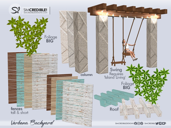 Sims 4 — Verbena Fence Lower by SIMcredible! — by SIMcredibledesigns.comby SIMcredibledesigns.comby