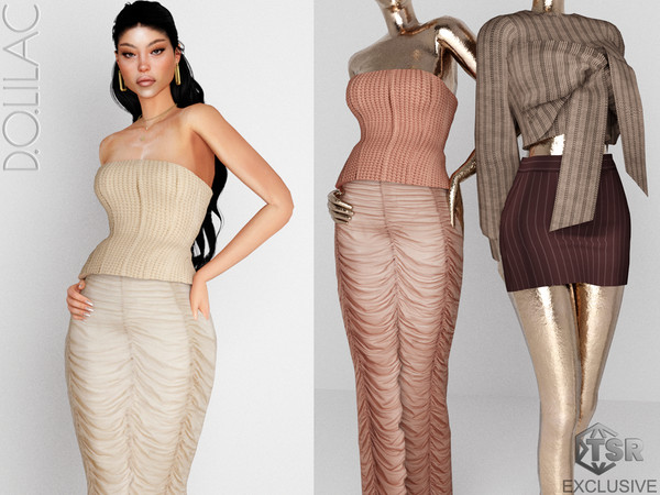 Sims 4 — Strapless Organic Cotton Knit Corset Top Set DO0303 by DOLilac — Custom thumbnail