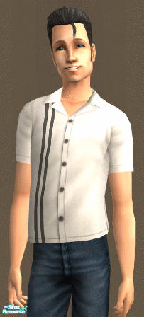 Sims 2 — Retro Shirts for Men! - White Striped by Shannanigan — Needs custom body mesh to work in your game.