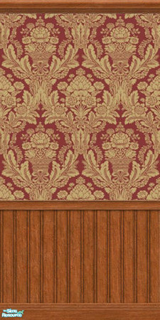 Sims 2 — Regal Wall 7 by jjbdcb — Regal Wallpaper with wood colored wainscot