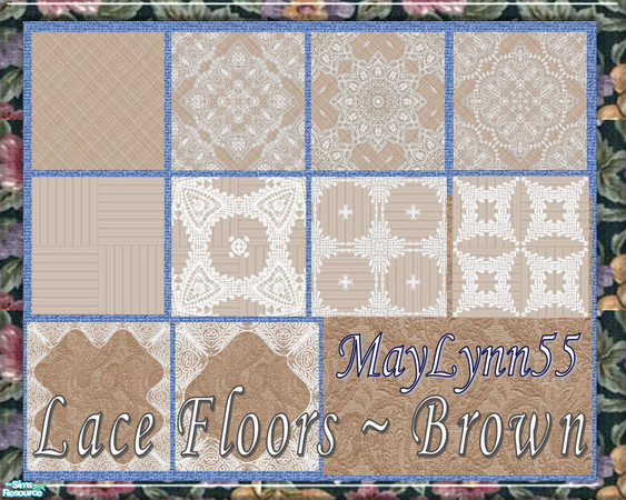 Sims 2 — Lace Floors - Brown by maylynn55 — These floors are all brown with all the backgrounds. The striped background