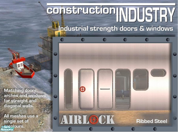 Sims 2 — Airlock Ribbed Steel Recolor by Cyclonesue — This recolour works for the entire Airlock set. Just make sure you