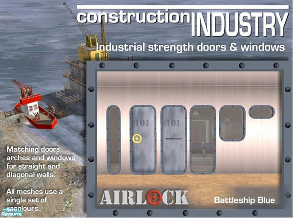 Sims 2 — Airlock Battleship-Blue Recolor by Cyclonesue — This recolour works for the entire Airlock set. Just make sure