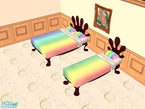 Sims 2 — Rainbow Bed Cover - Double and Single by lym — Rainbow bed cover for double and single beds.