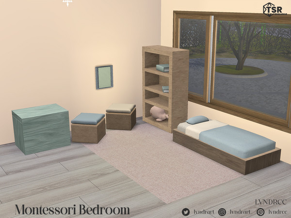Sims 4 — Montessori Whale Plushie by LVNDRCC — Light and soft toddler bedroom, full of soft fabrics, warm and light wood