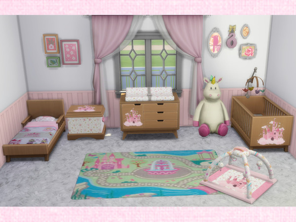 Sims 4 — Princess Rug [chicchatter87] by chicchatter872 — Recolored Nursery Set in a Princess Theme Includes: Crib,
