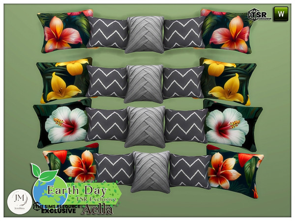 Sims 4 — Earth day aella bench cushions by jomsims — Dive into a modern and eclectic countryside ambiance with this Earth