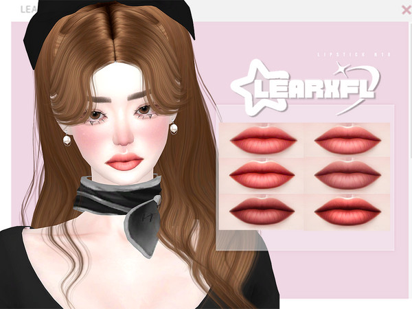 Sims 4 — [Learxfl] Lipstick N18 by Learxfl — Lipstick N18 , 10 swatches , HQ and BGC . Standalone item with thumbnail.