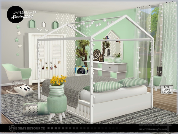 Sims 4 — Daydreamer double bed frame house by SIMcredible! — by SIMcredibledesigns.com available exclusively at