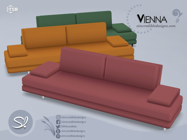 Sims 4 — Vienna sofa colors by SIMcredible! — by SIMcredibledesigns.com available exclusively at TSR 3 colors +